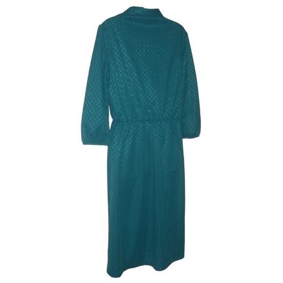 Vintage 70's Sears Perma-Smooth Turquoise Classic Secretary Dress Retro Plus 16 - Picture 6 of 10